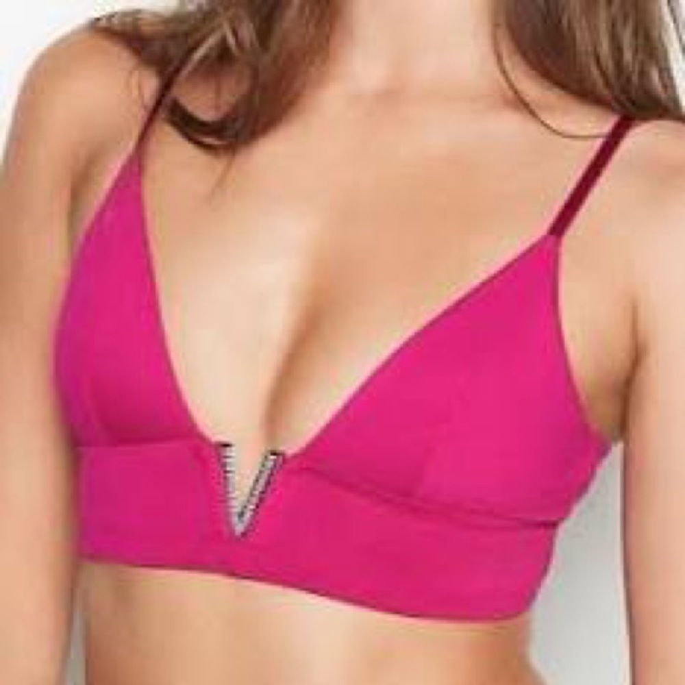 Victorias Secret pink rhinestone V bralette S nwot